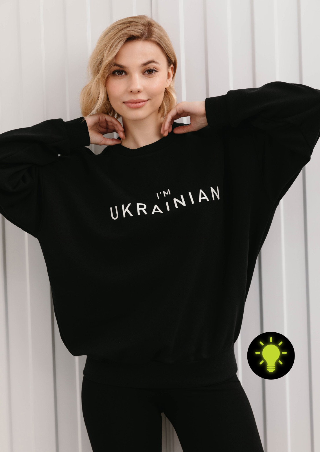 Dark night sweatshirt with lume print "I'm Ukrainian"